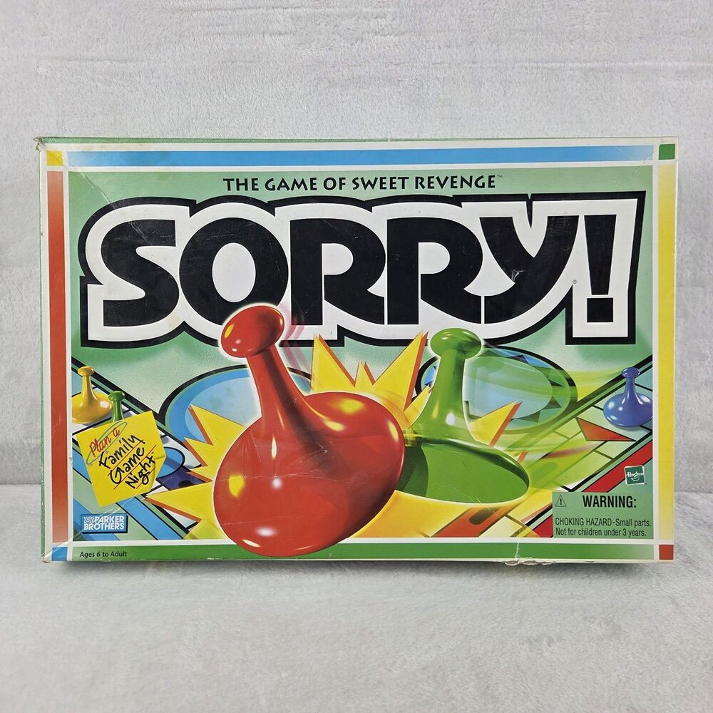 Vintage 1998 Parker Brothers Sorry Board Game Classic Sweet Revenge Complete